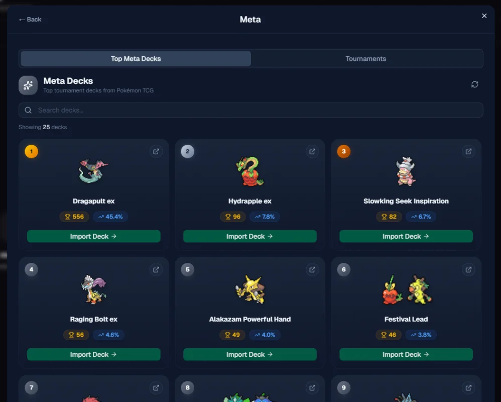 Limitless TCG Meta Deck Import